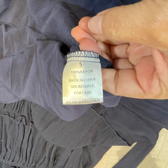 Short Halter Dress with‎ Smocked Middle and Tie Back by Wishlist - Navy Small - Picture 14 of 15